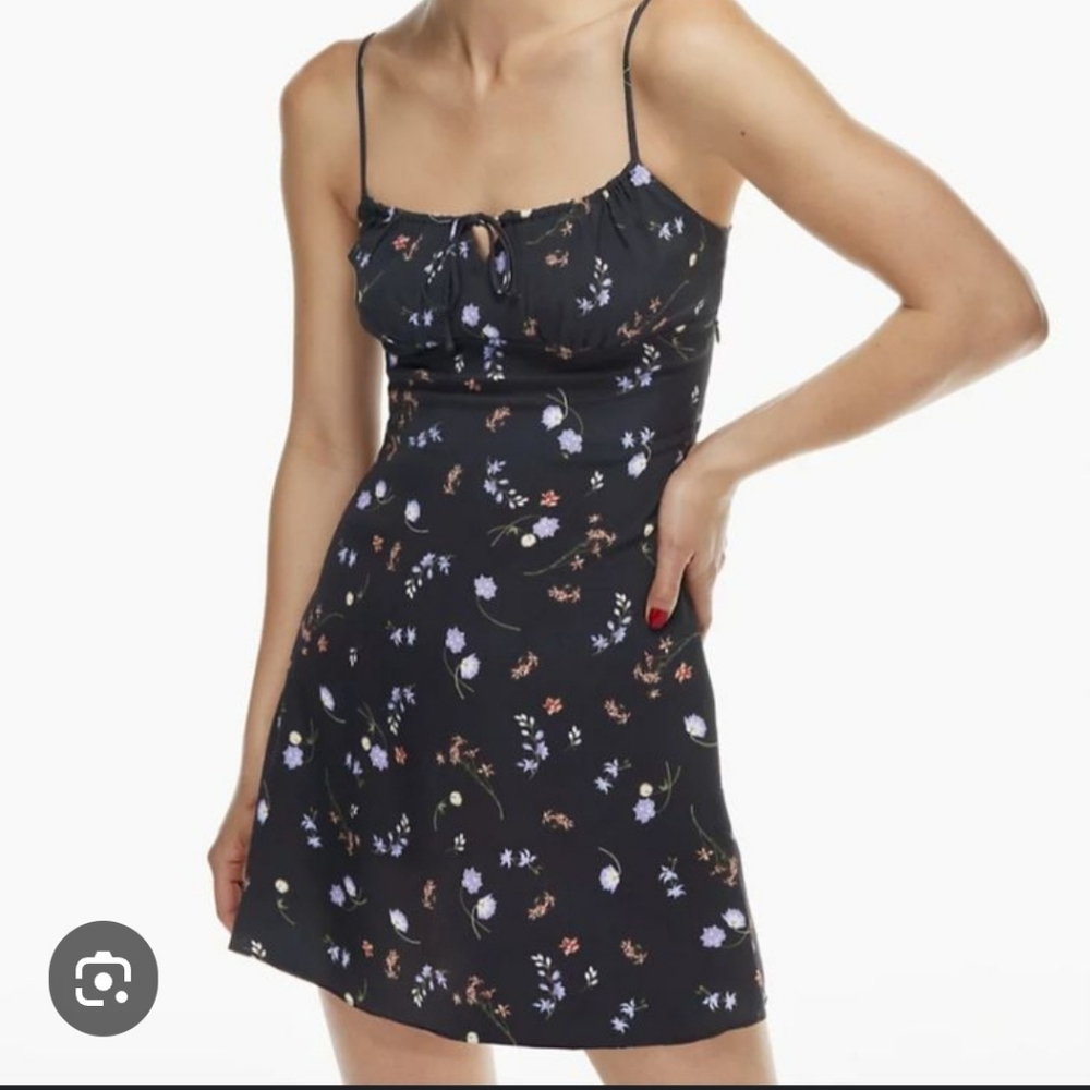 Aritzia Wilfred Mini Black Floral Dress Size 14